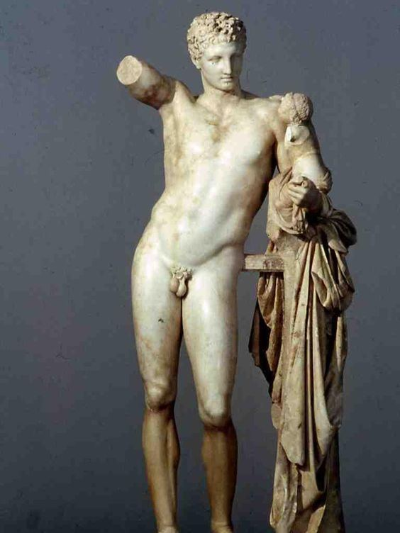 Hermes and the Infant Dionysus marble statue